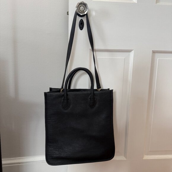 Black Leather J Crew Shoulder/Crossbody Bag with Detachable Strap - Picture 4 of 11